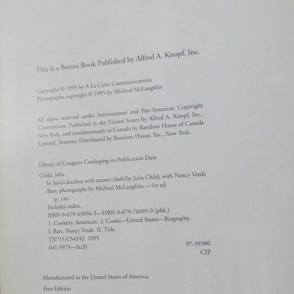In Julias Kitchen with Master Chefs by Julia Child First Edition Cookbook HBDJ - Picture 6 of 7